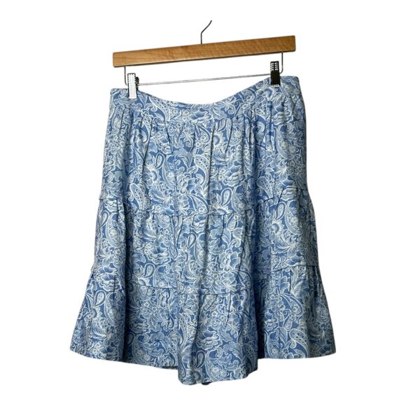 Soft Surroundings Dresses & Skirts - Soft Surroundings Linen Blend Paisley Tiered Midi Skirt | Sz M | Beach Vacation